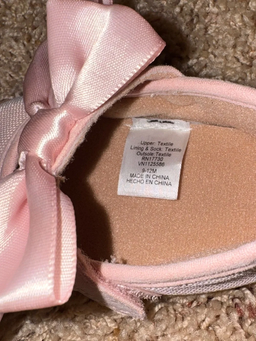 Cat & Jack Light Pink Bow Baby Ballet Flats